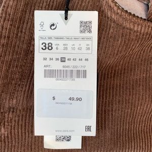ZARA brown corduroys - high rise and wide leg - Size 6 - new with tags